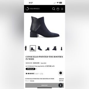 CONSUELLO POINTED TOE BOOTIES IN WIDE Size 6 not worn in box